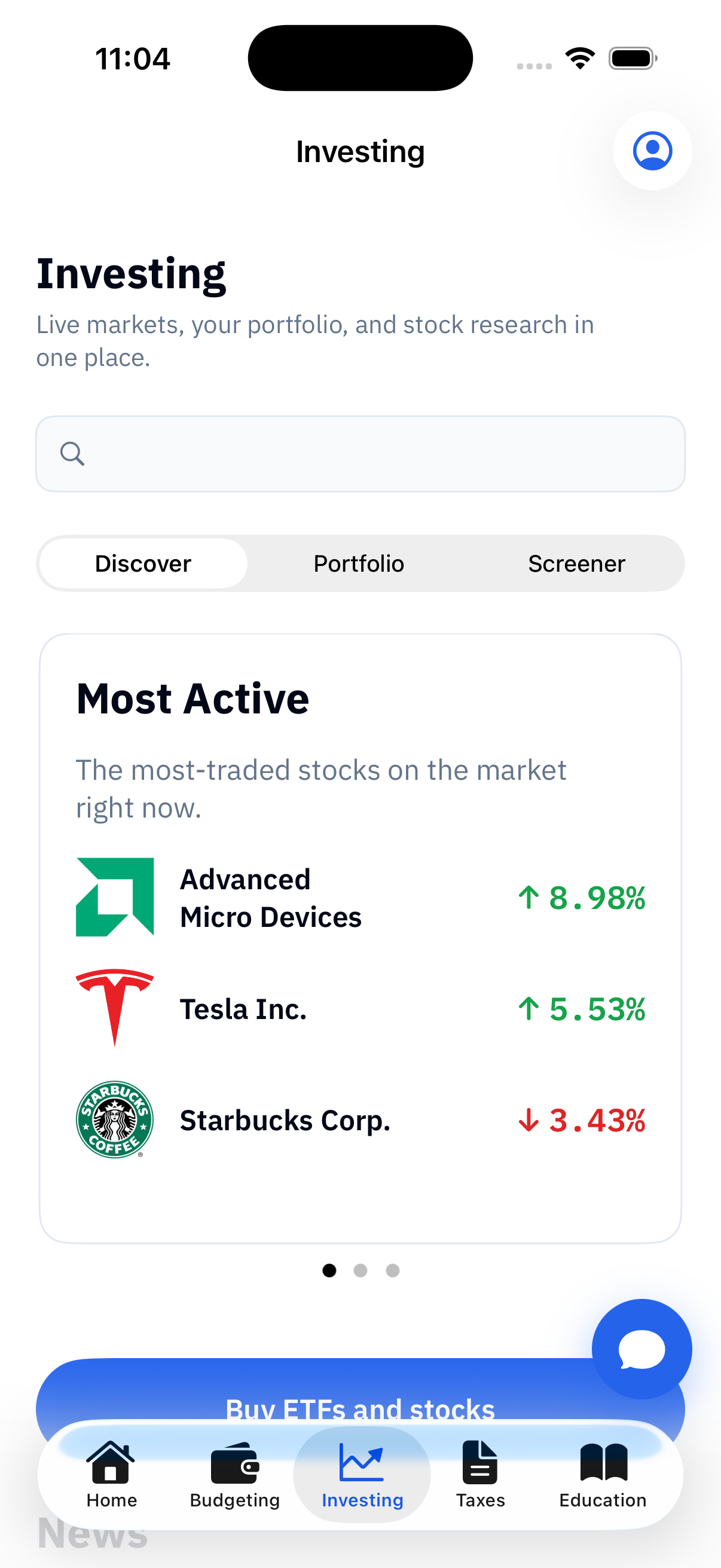FinnaCalc investing screen